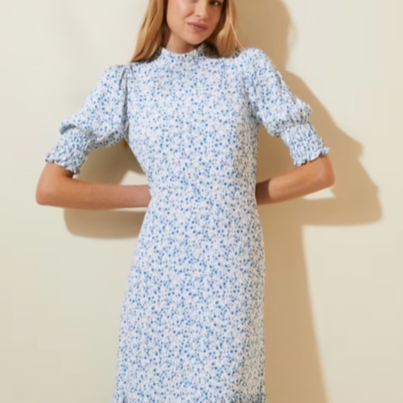 Marks And Spencer X Ghost Ditsy Floral Puff Sleeve Midi Tea Dress UK14/US10 - Picture 1 of 14